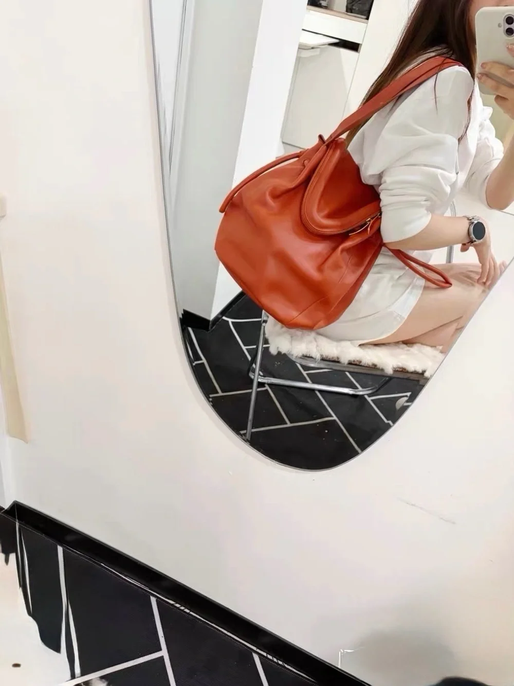 Bottega Veneta Red Leather Hobo Bucket Bag